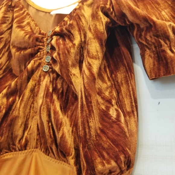 {S} Mia Joy Burnt Orange Velvet-y Bodysuit  Pumpkin Spice Fall Autumn - Picture 6 of 10
